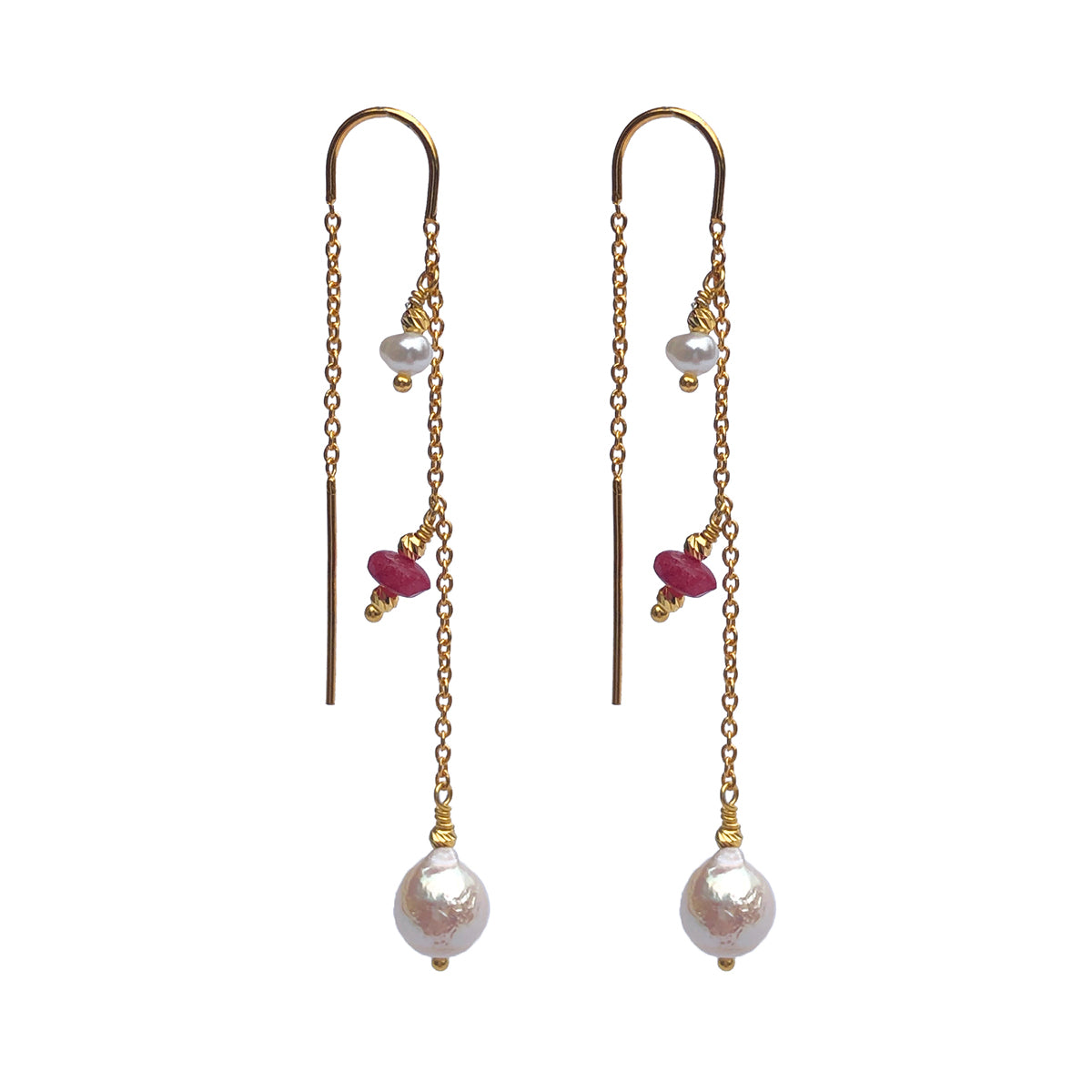 Anya Ruby Jade Earrings - Gold