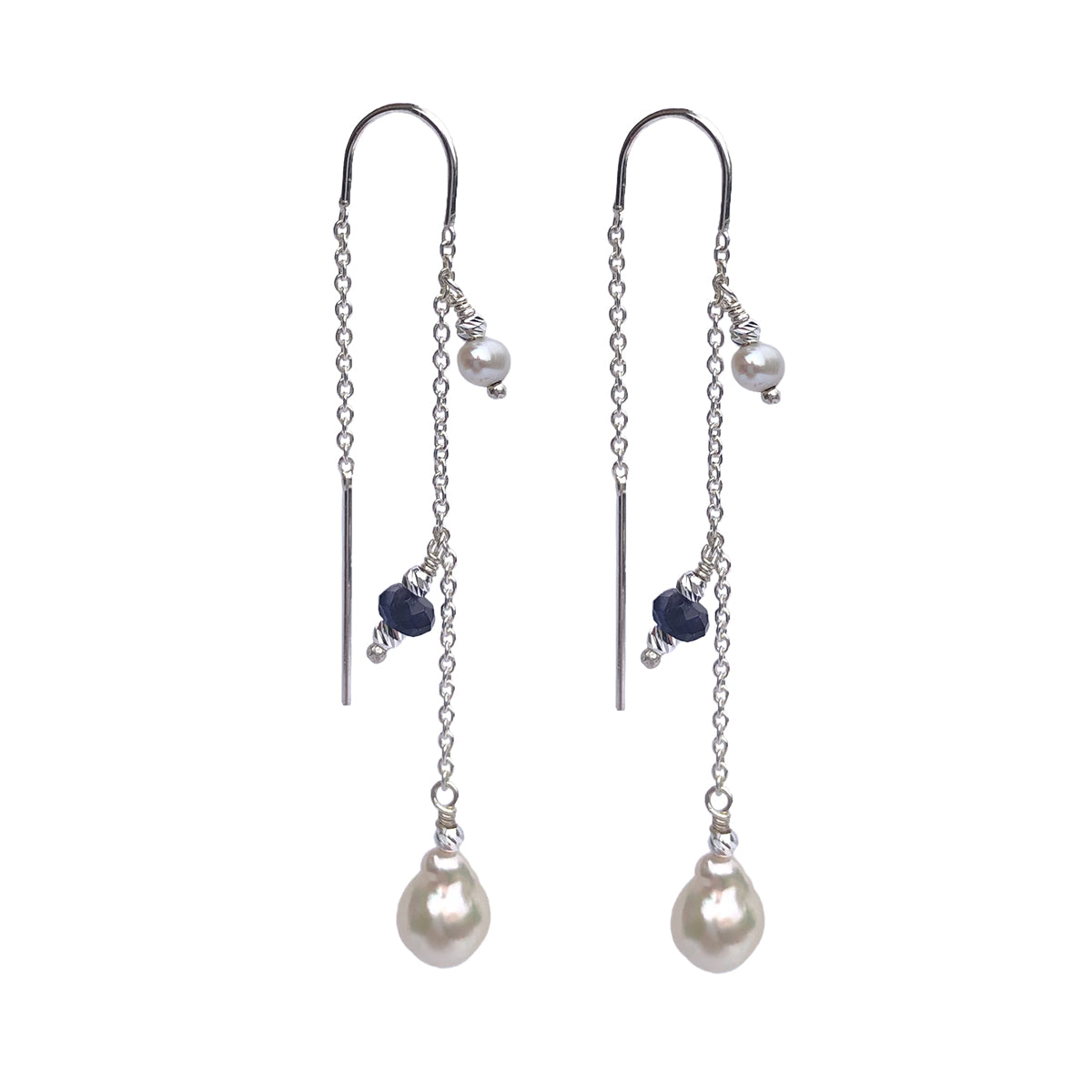Anya Blue Sapphire Earrings - Silver