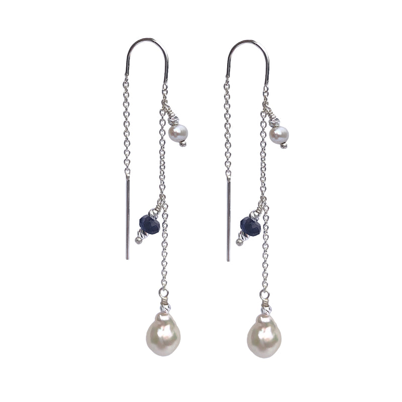 Anya Blue Sapphire Earrings - Silver