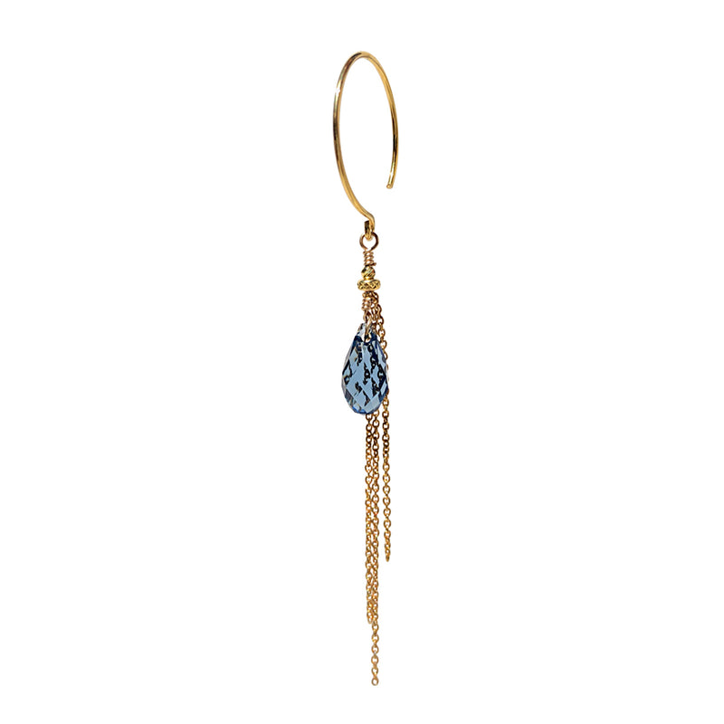 Aya Blue Crystal Single Earring - Gold