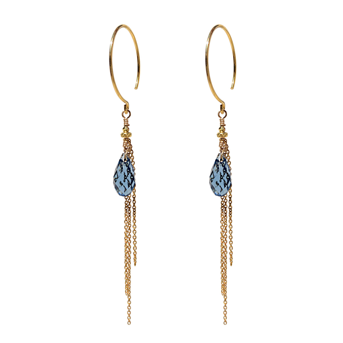 Aya Blå Krystal Ørering - Guld