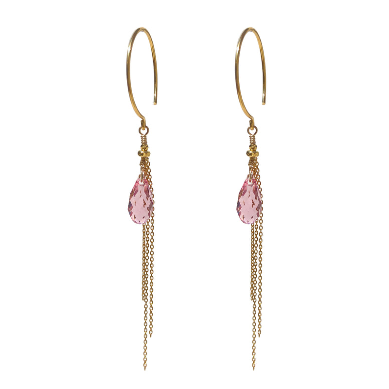 Aya Light Rose Crystal Earrings - Gold