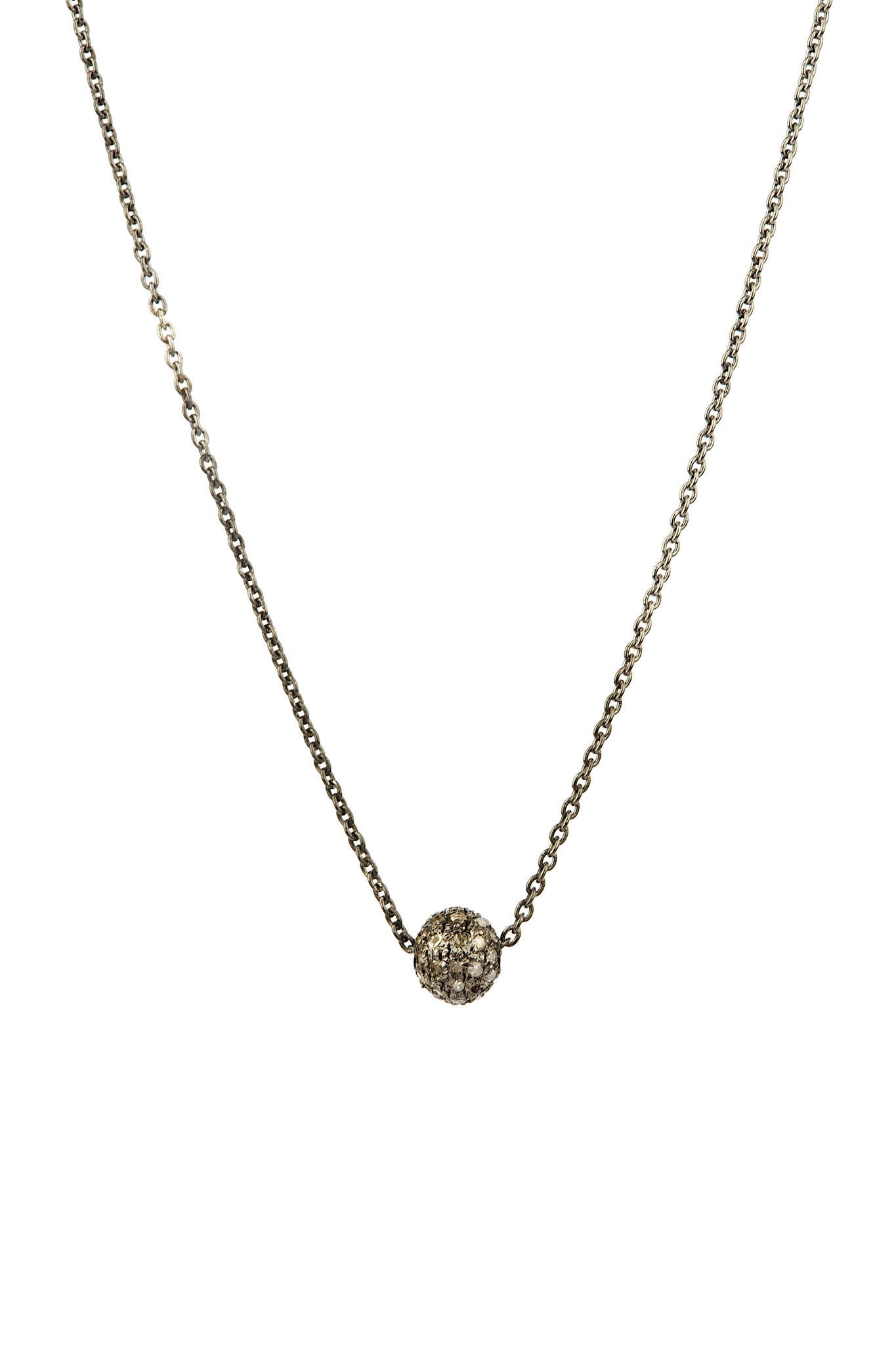 Kugle Diamant Halskæde - Sølv