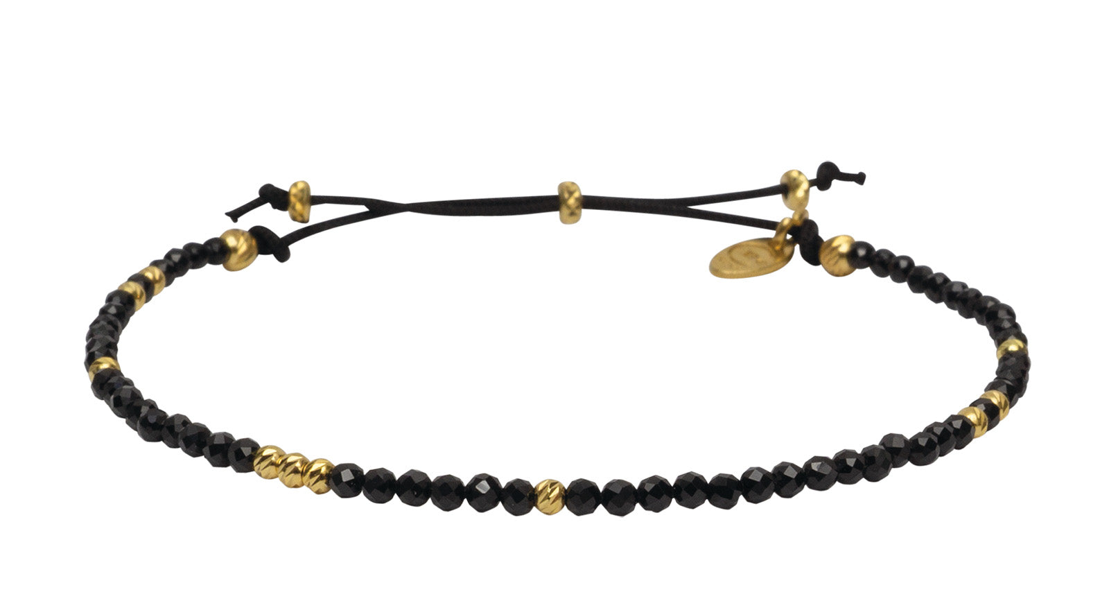 Cirkel Armbånd Sort Spinel - Guld