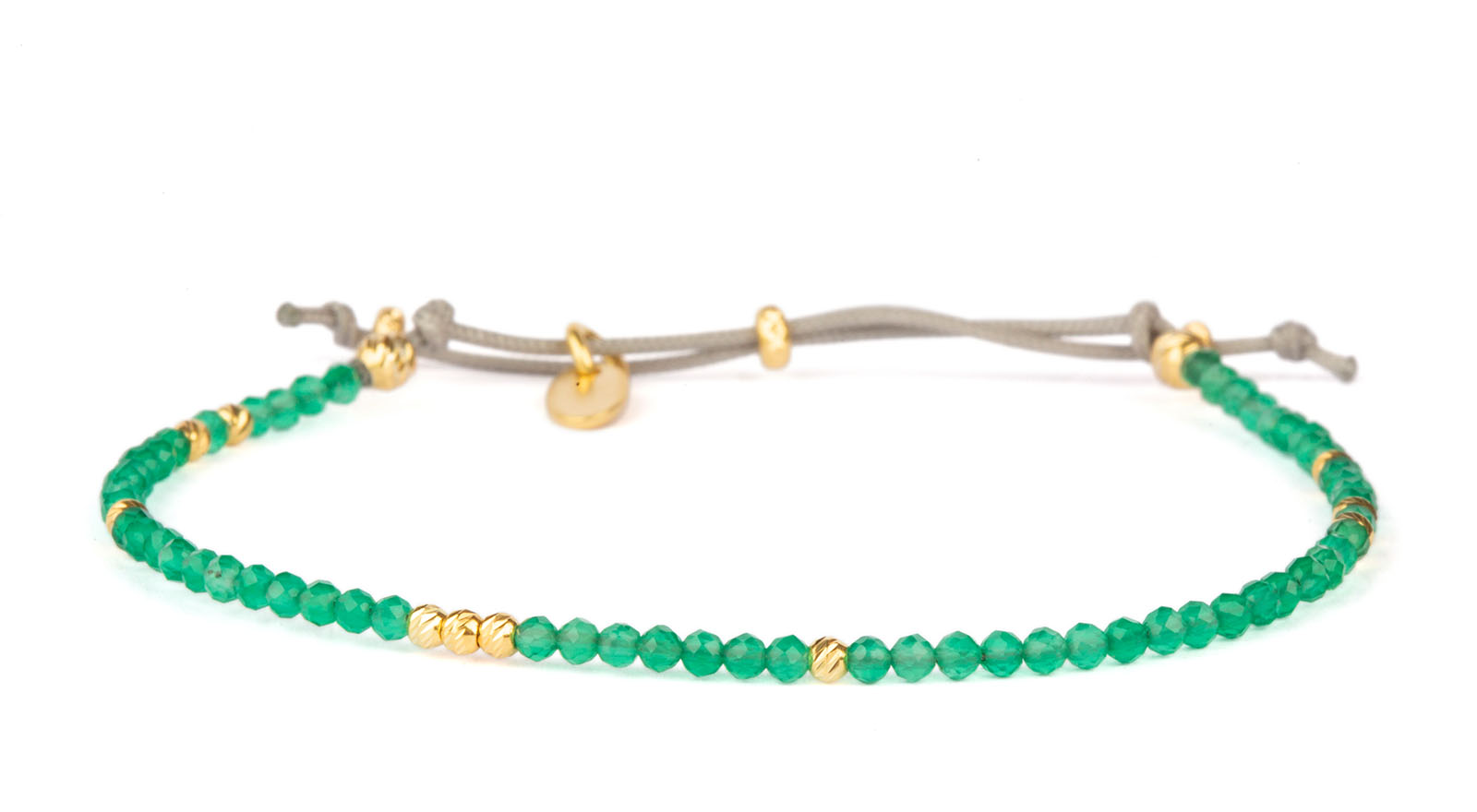 Cirkel Grøn Agat - Guld