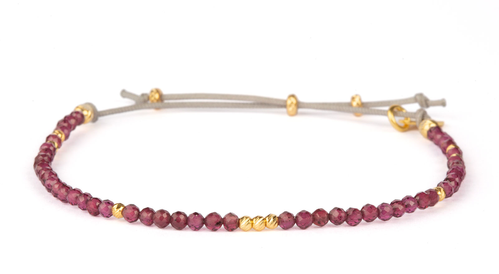 Cirkel Rød Granat Armbånd - Guld