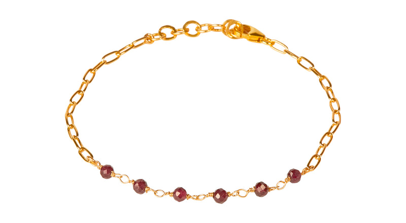Daisy Red Garnet Bracelet - Gold