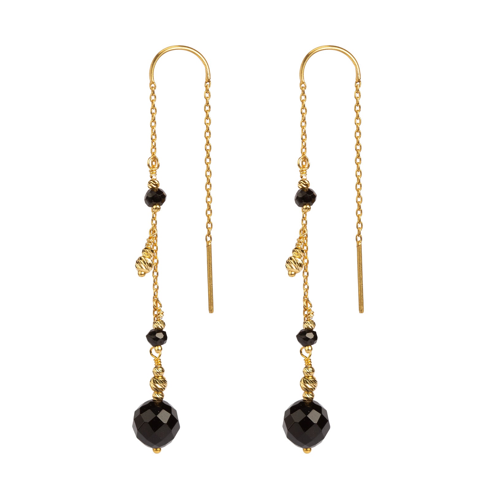 Jessica Black Onyx Ørering - Guld