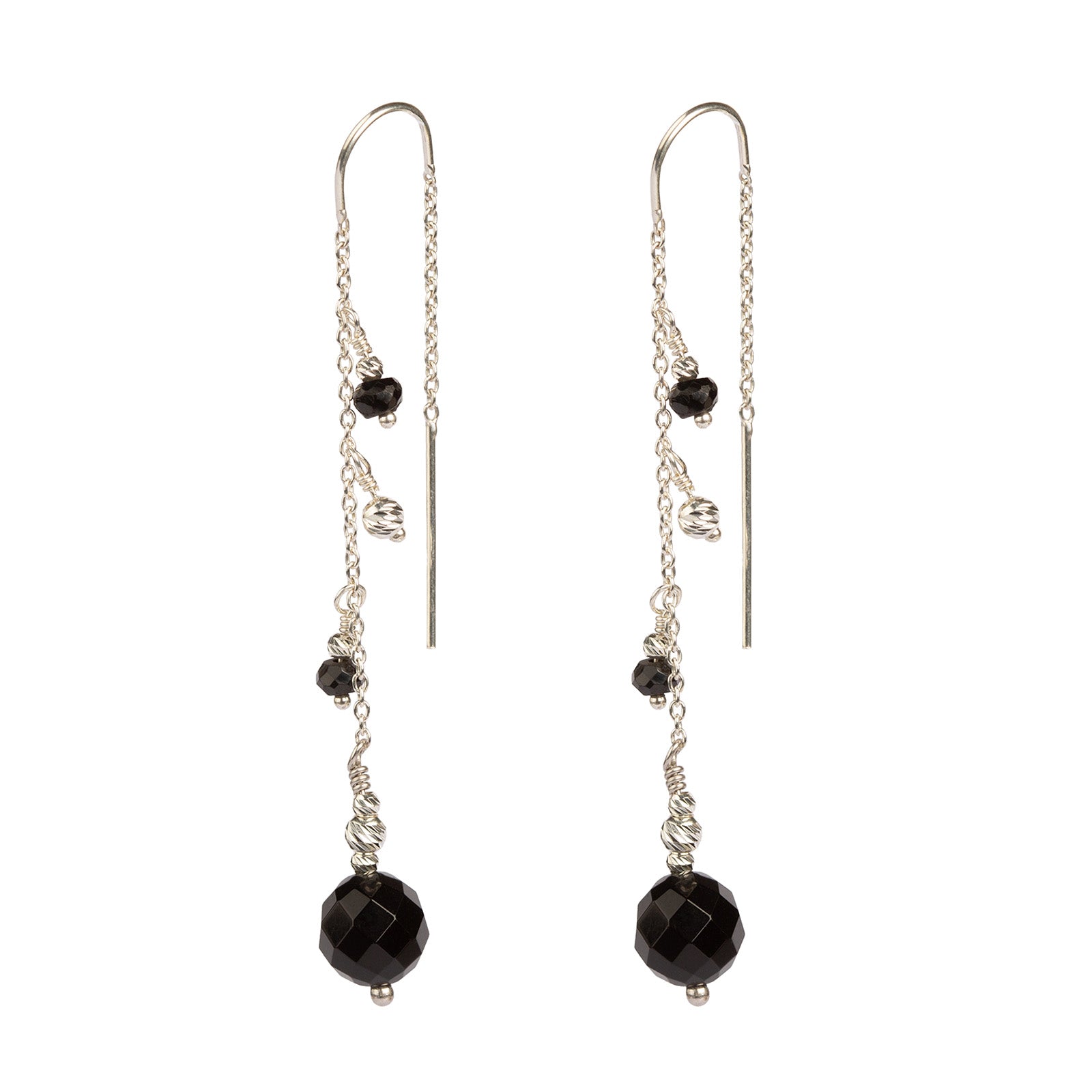 Jessica Sort Onyx Ørering - Sølv