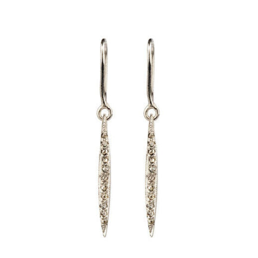 Long Pin Diamond Earrings - Silver