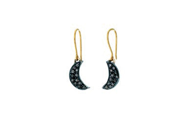 Moon Diamond Earrings Hooks YG