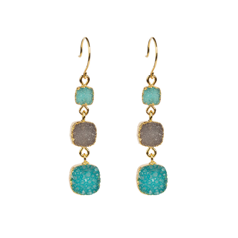 Melina Agate Turquoise Earrings - Gold