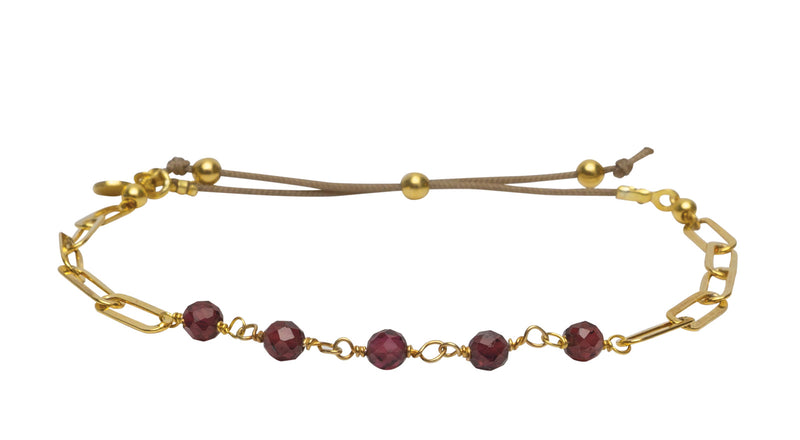Natale Bracelet Red Garnet - Gold