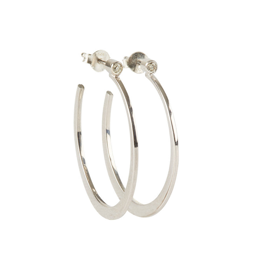 Natalie Diamond Earring 30mm - Silver
