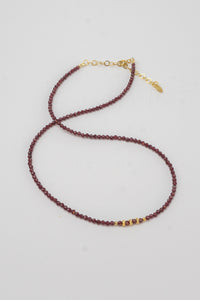 Nikki Necklace Red Garnet - Gold