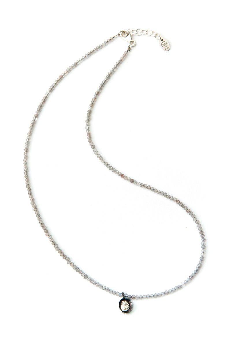Noora Polki Diamond Necklace - Silver