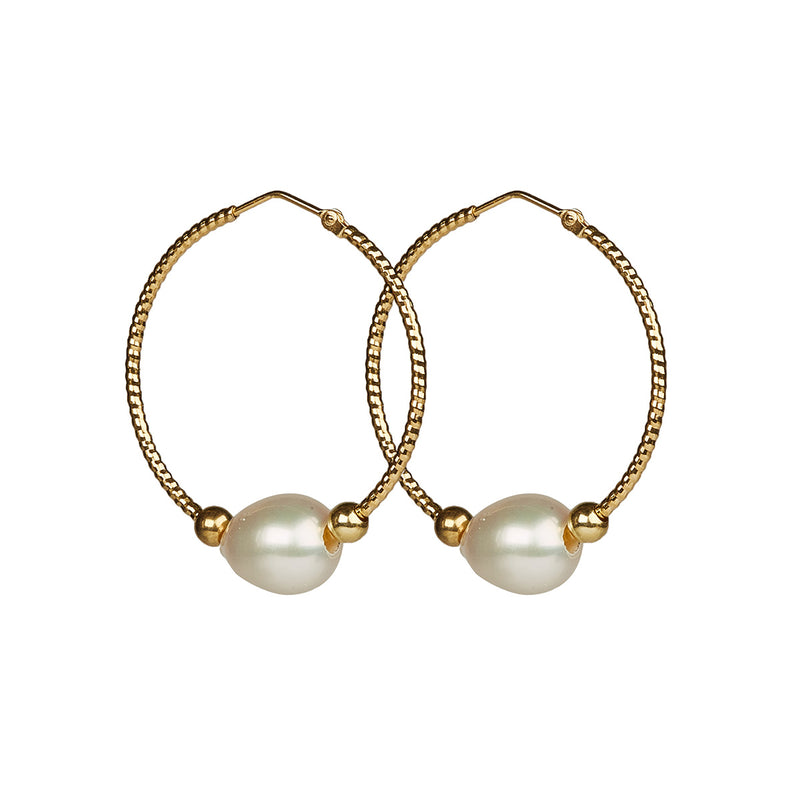 Nova White Pearl Earrings - Gold