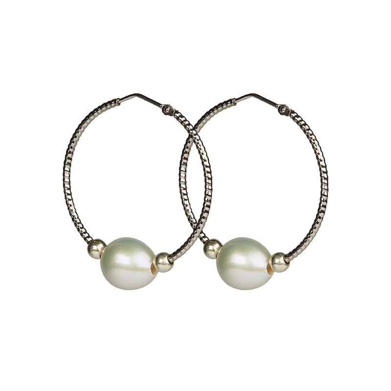 Nova White Pearl Earrings - Silver