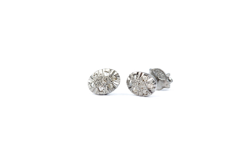 Oval Diamond Earrings - Silver