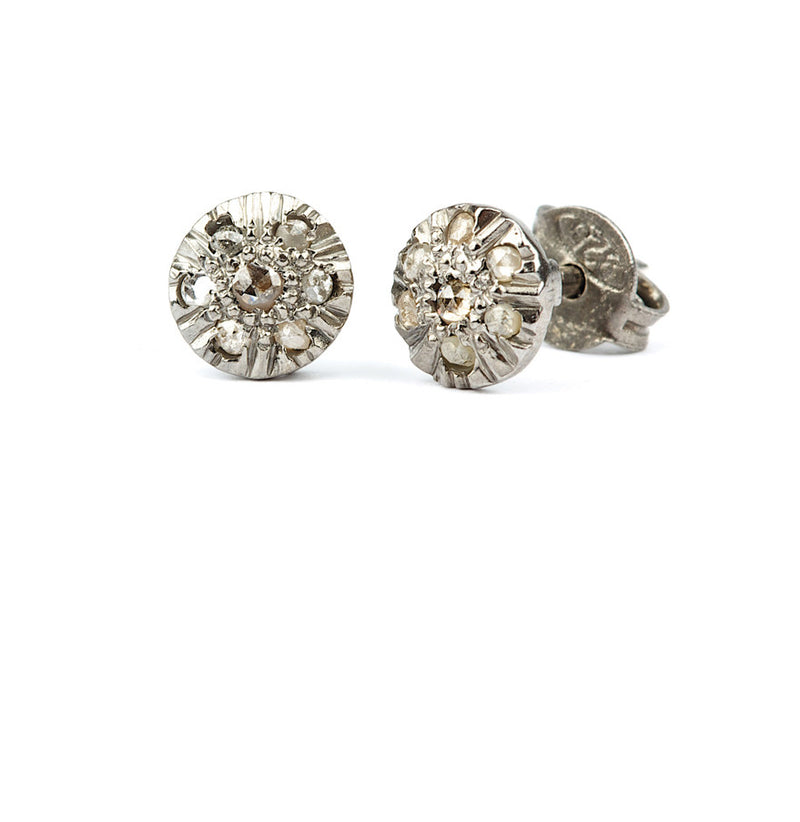 Round Diamond Earrings - Silver