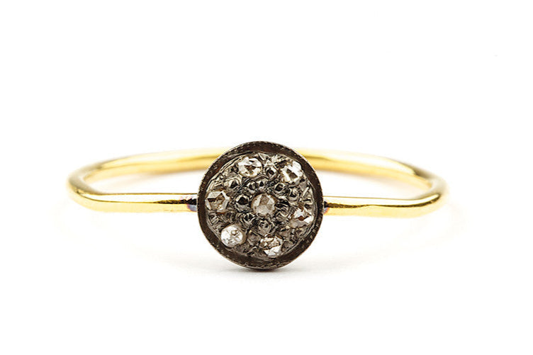 Rund diamantring - 14 karat guld/sølv
