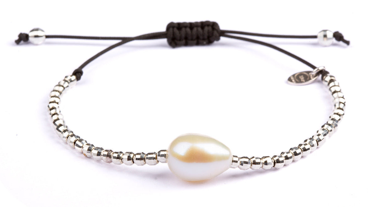 Silje Armbånd Hvid Perle - Sølv