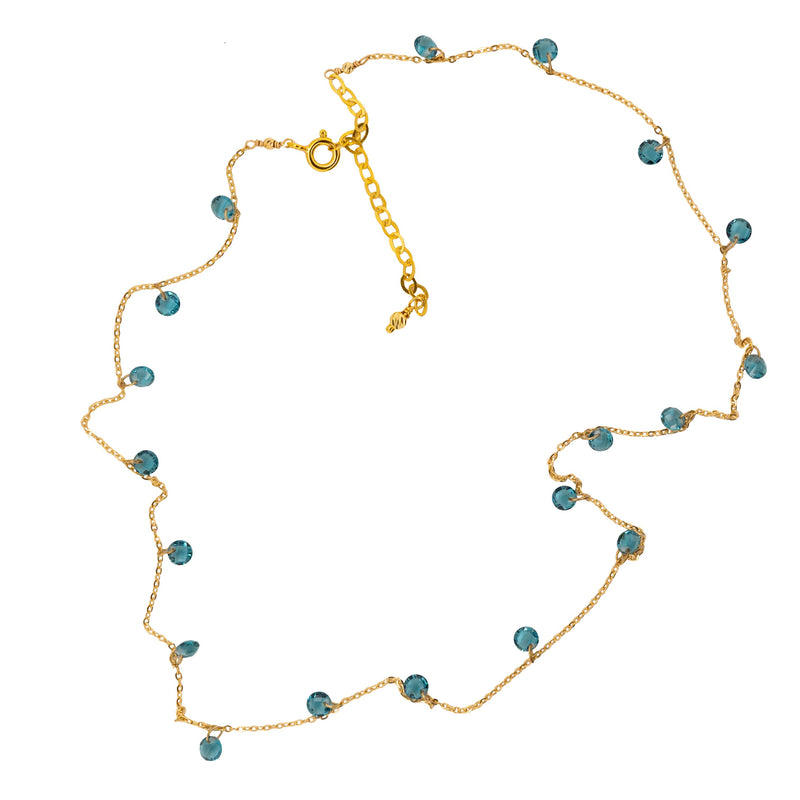 Susan Blue  Zirconia Necklace - Gold