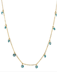 Susan Blue  Zirconia Necklace - Gold