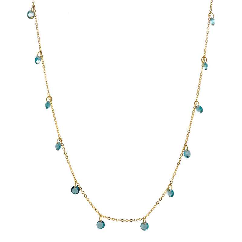 Susan Blue  Zirconia Necklace - Gold