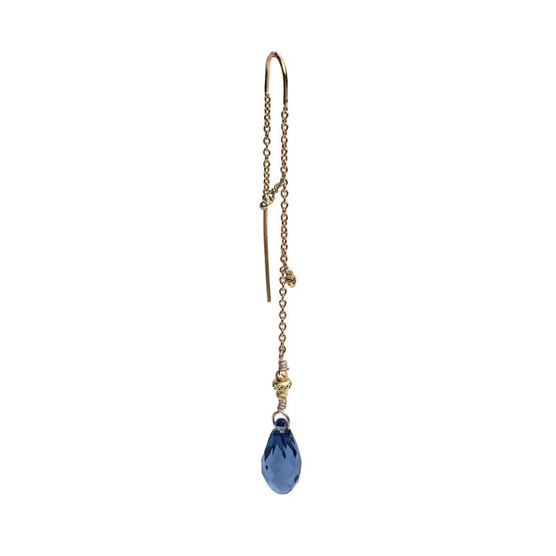 Tessie Blue Denim Crystal Earring - Gold