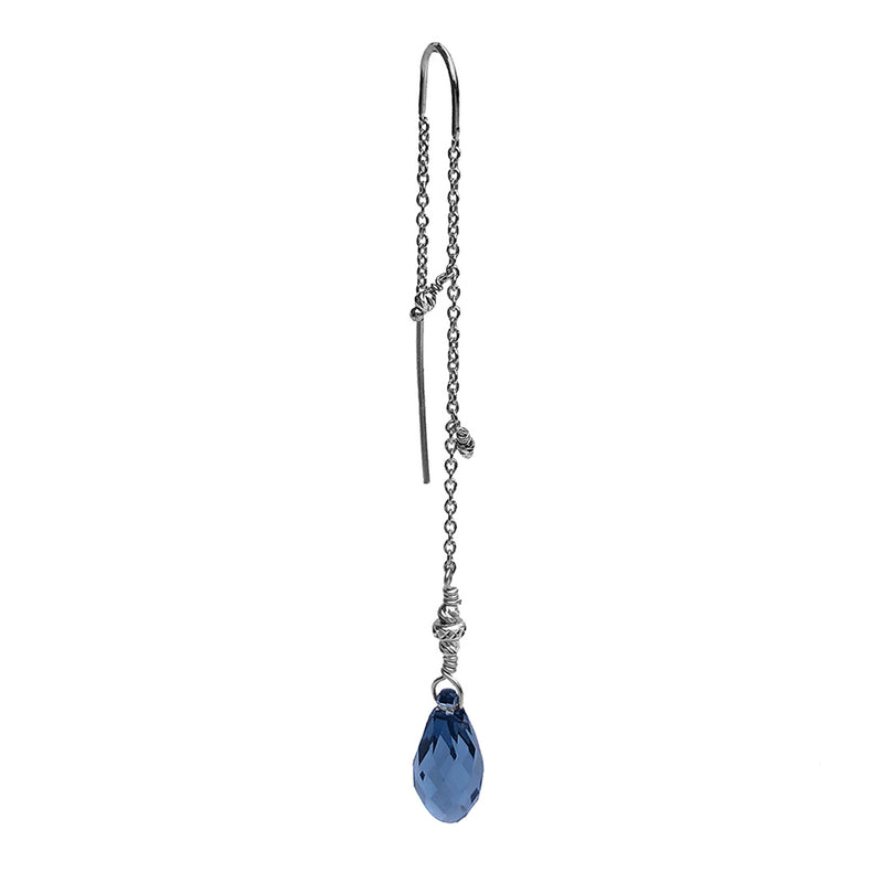 Tessie Blue Denim Crystal Earring - Silver