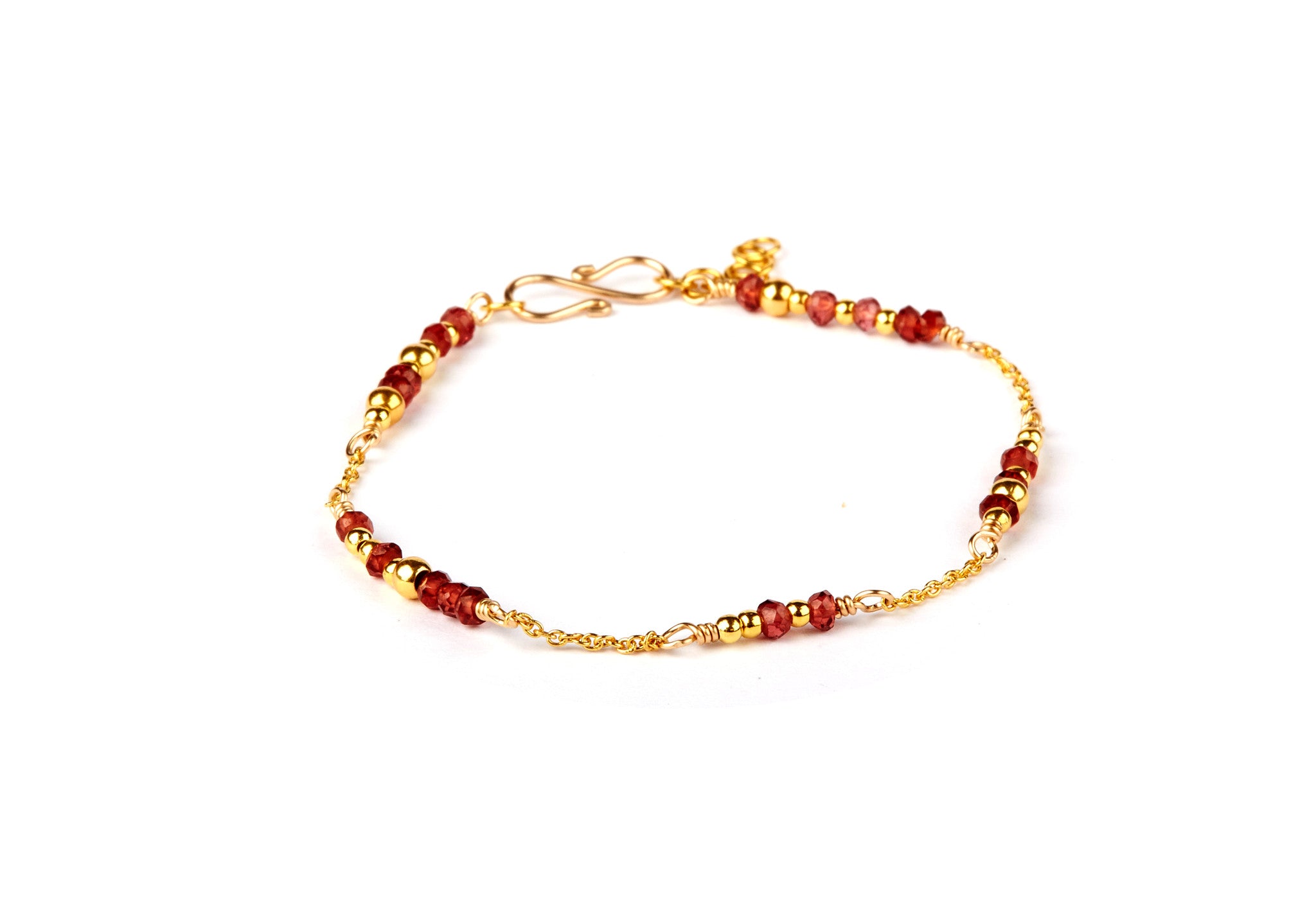 Thalia Armbånd Rød Granat - Guld