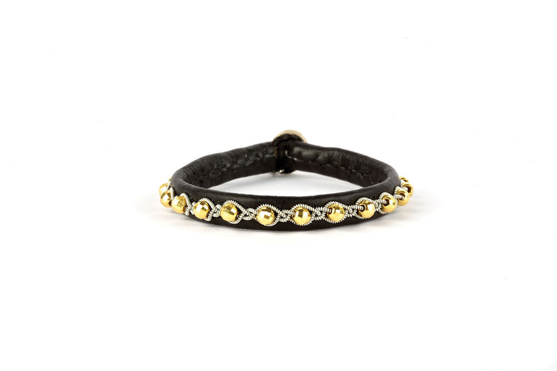 Tyri Facet Gold Beads - Black