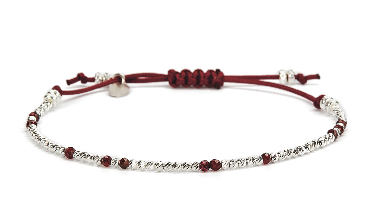 Uma Facet Rød Granat - Sølv
