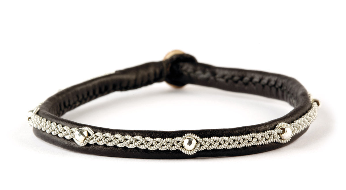 Victoria Facet Silver Beads - Black